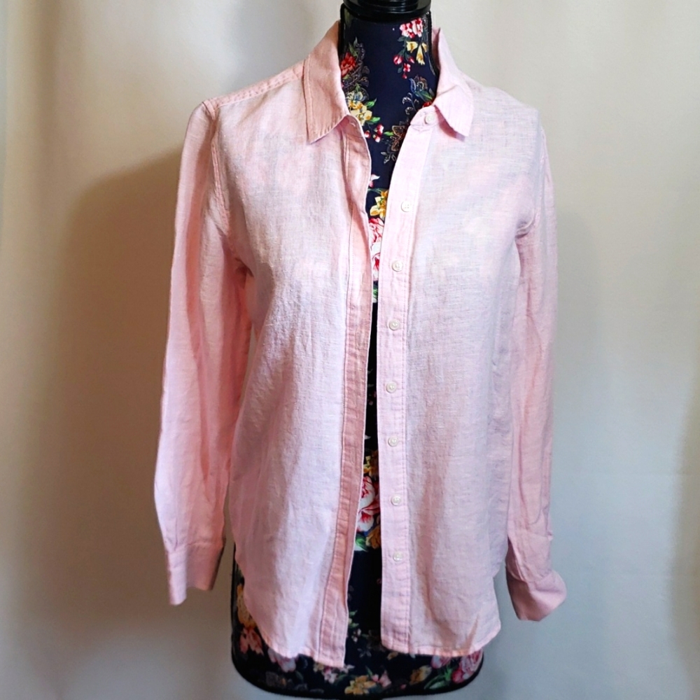 WORKSHOP REPUBLIC Pink Linen LS Shirt Size Small